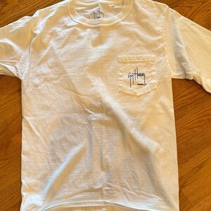 Guy Harvey white Pocket Long Sleeve tShirt with Blue Logo